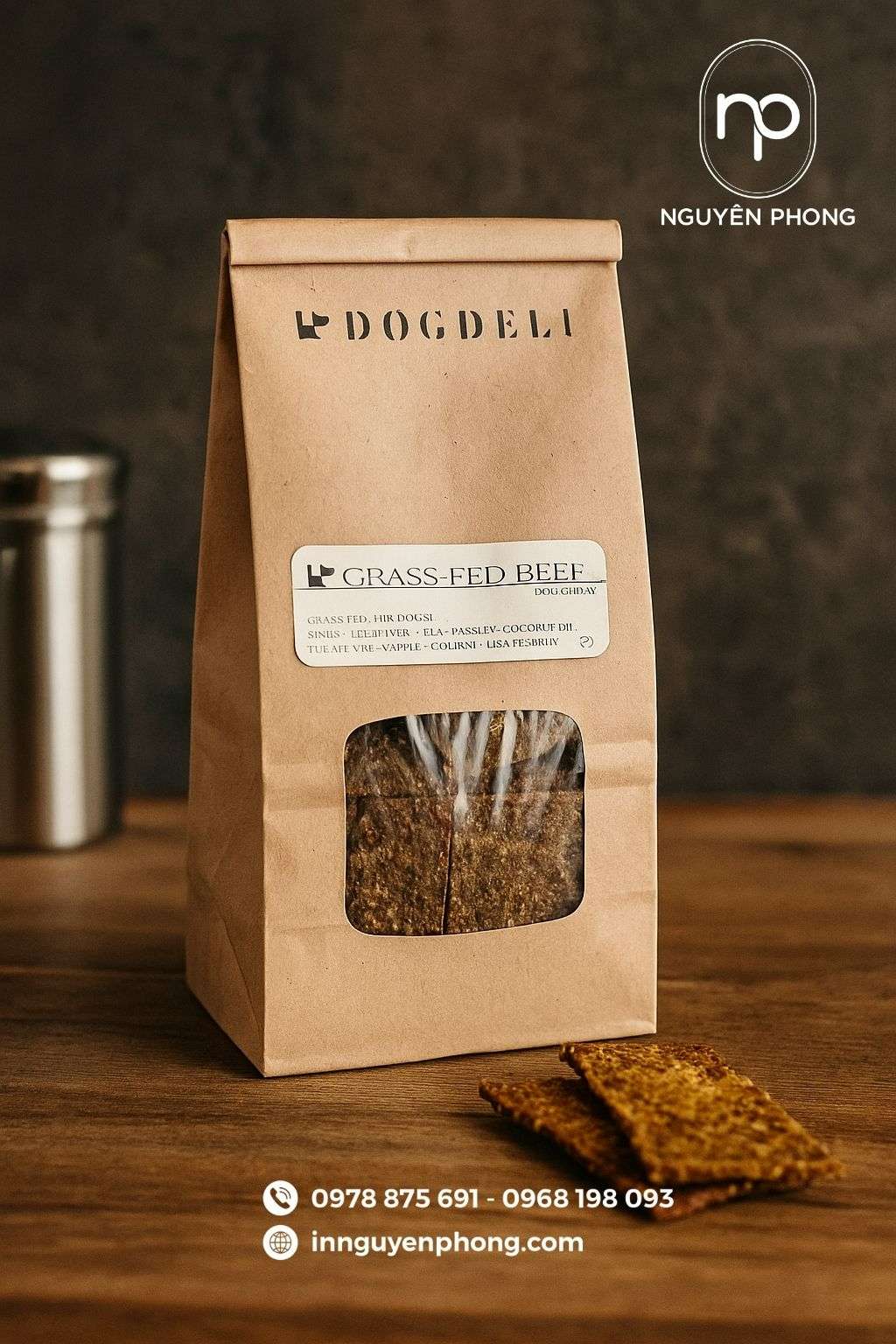 Mẫu túi giấy đựng thịt sấy cán màng mica